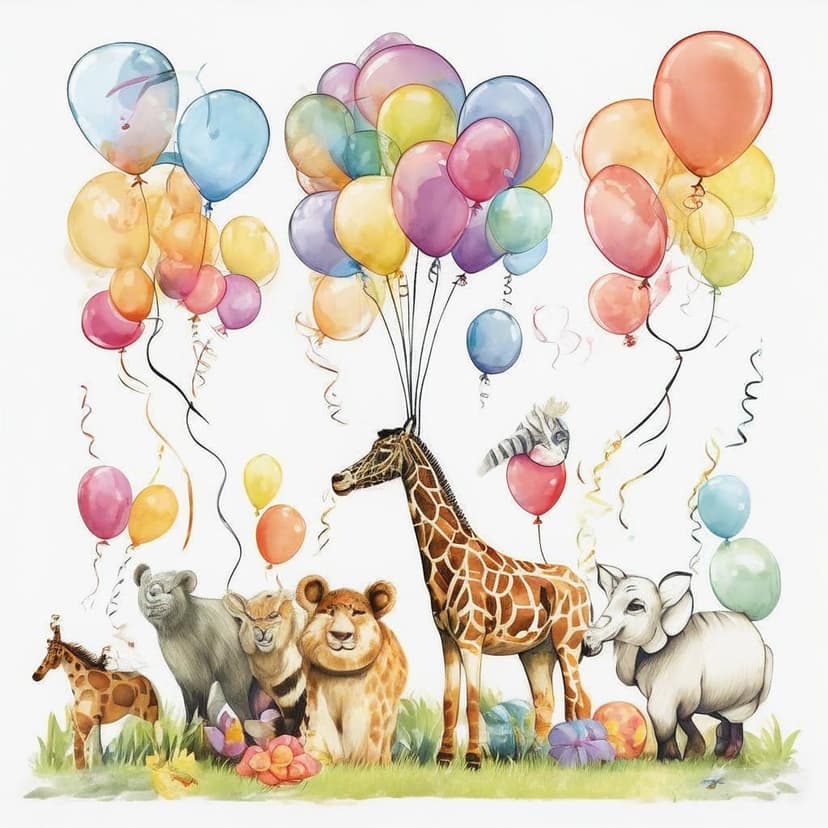 Kids’ hand-drawn zoo print with cute animals