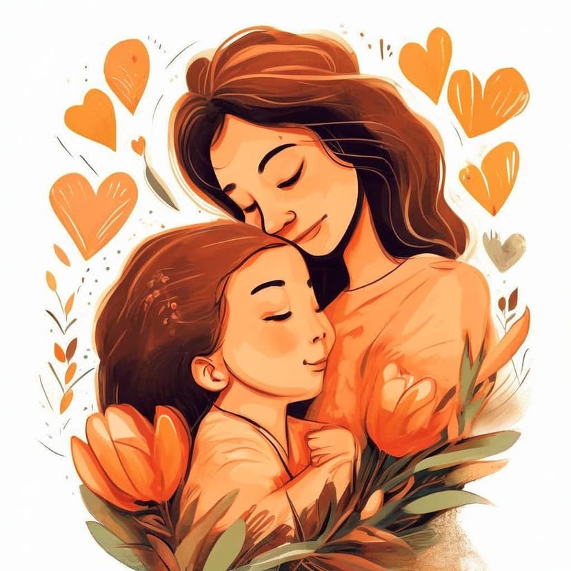 Hand-drawn warm-toned illustration celebrating a mother’s love and hard work