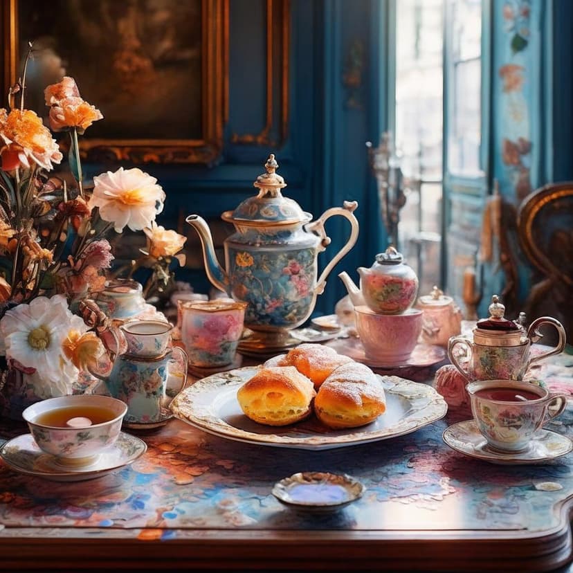 A Belle Époque Parisian table set with tea and kouign-amann
