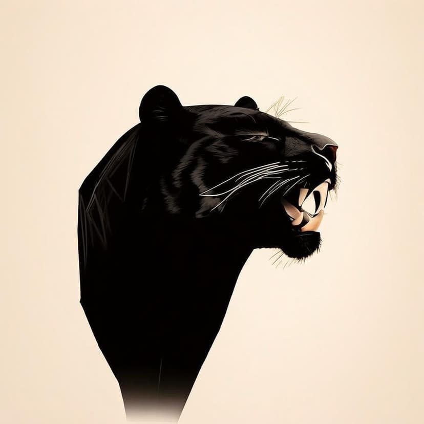 Minimalist typography of a yawning panther –ar 3:4 –v 7 –stylize 250 –profile ltyssnw