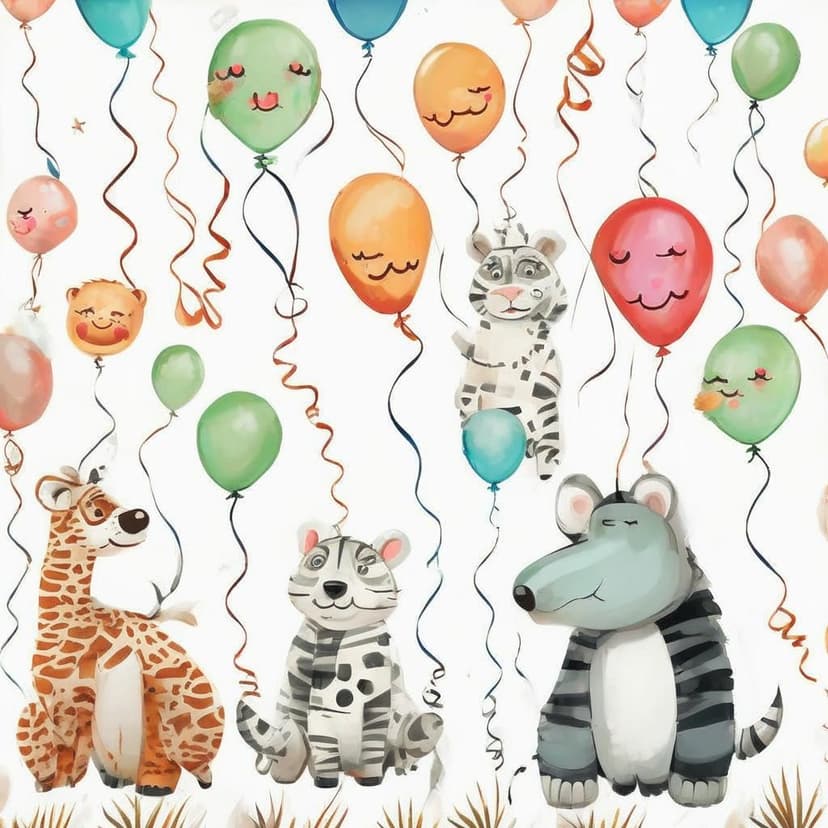 Kids’ hand-drawn zoo print with cute animals