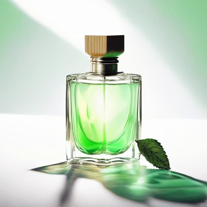 A luminous tea-scented perfume in glass and wood