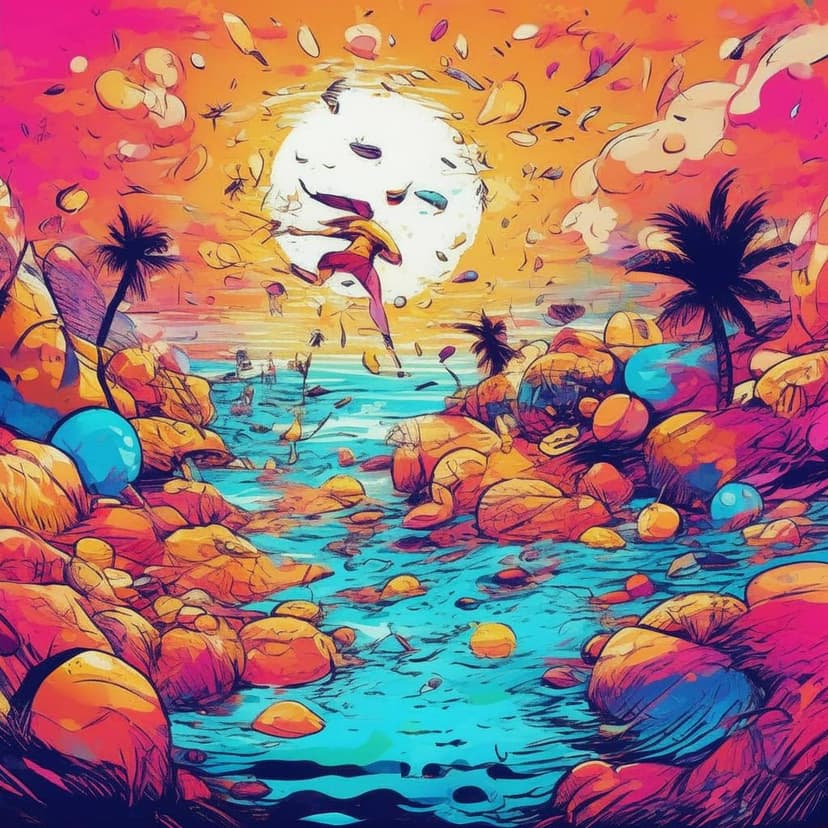 Vibrant summer chaos illustration –ar 9:16 –style raw –v 7 –stylize 333