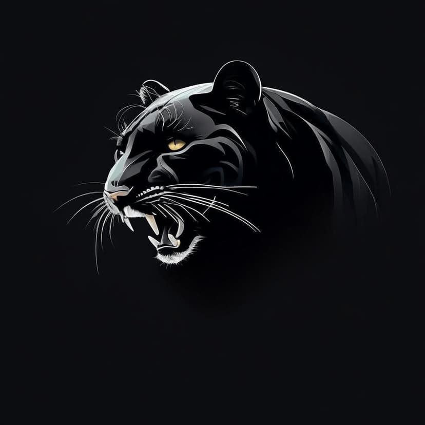 A sleek panther yawns in minimalist typography design