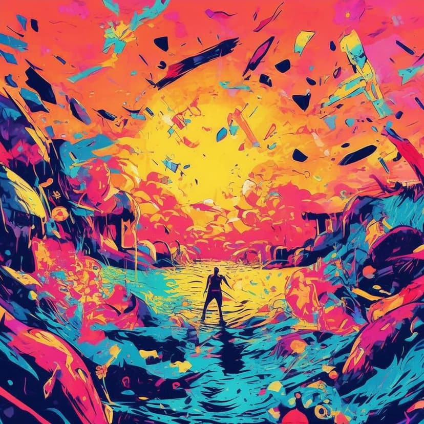 Vibrant summer chaos illustration –ar 9:16 –style raw –v 7 –stylize 333