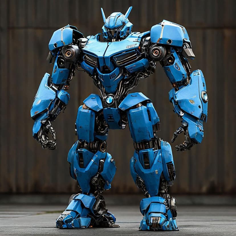 A blue mecha Transformer