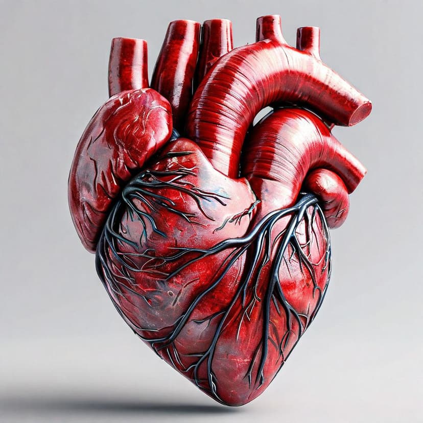 3D anatomical heart with dynamic flow arrows