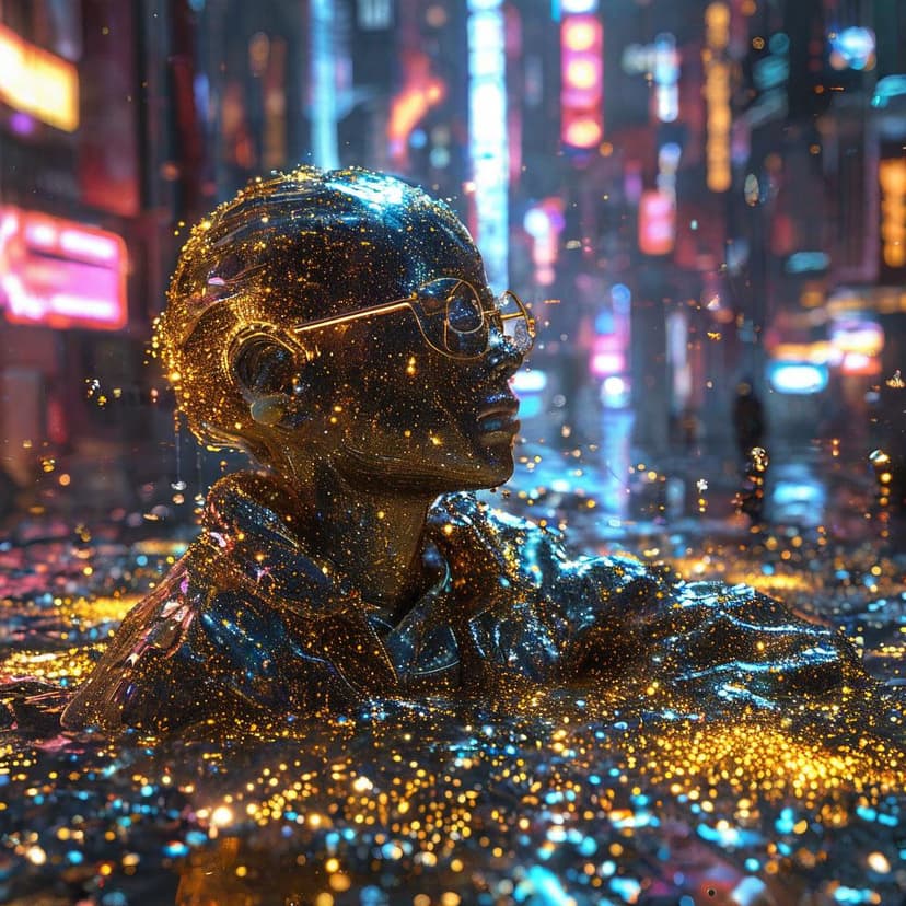 A figure drifts in a quantum haze