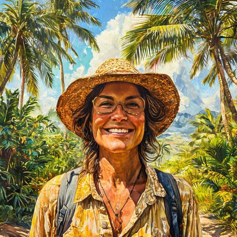 Sunlit palms cradle a painted world