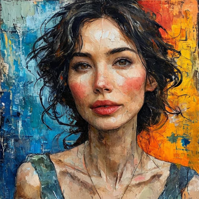 A vibrant linen painting: layered mineral pigments