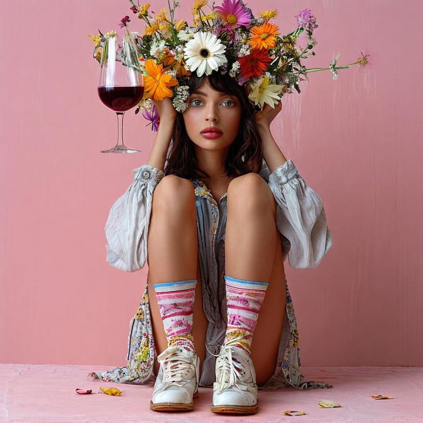 A model in socks and shoes