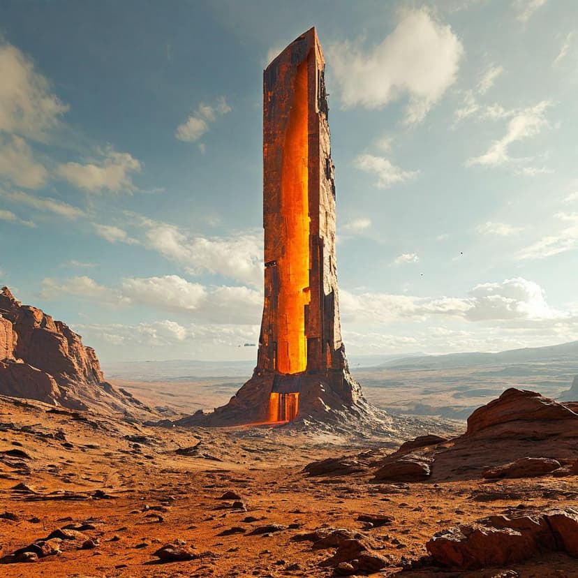 A monolithic brutalist spire