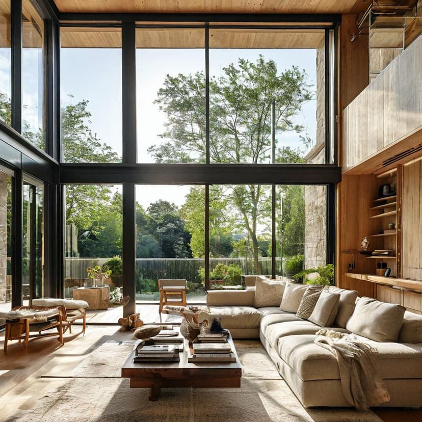 Sunlight streams into a bright living room