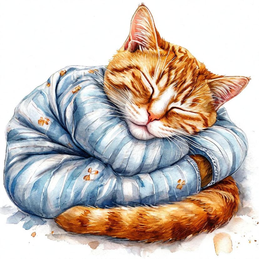 A sleepy cat in pajamas