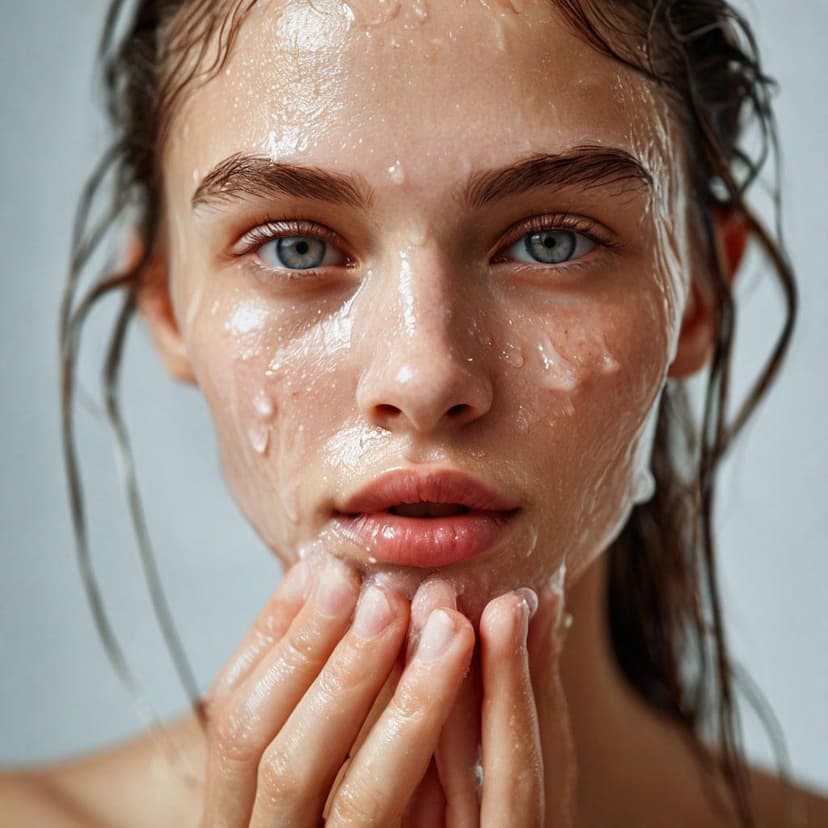 A fresh-faced model washes with soap