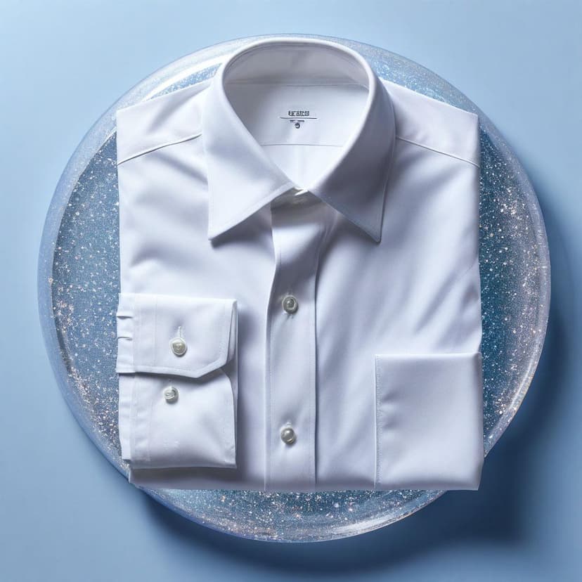A crisp white shirt floats within a shimmering bubble