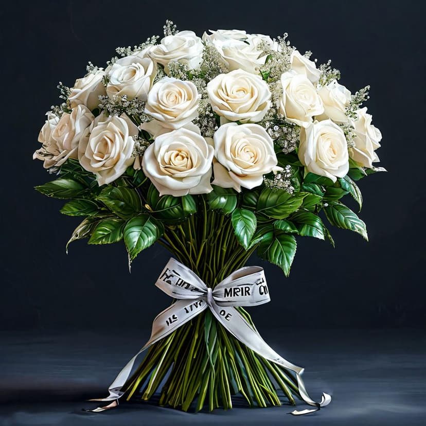 A dazzling anime bouquet of white roses