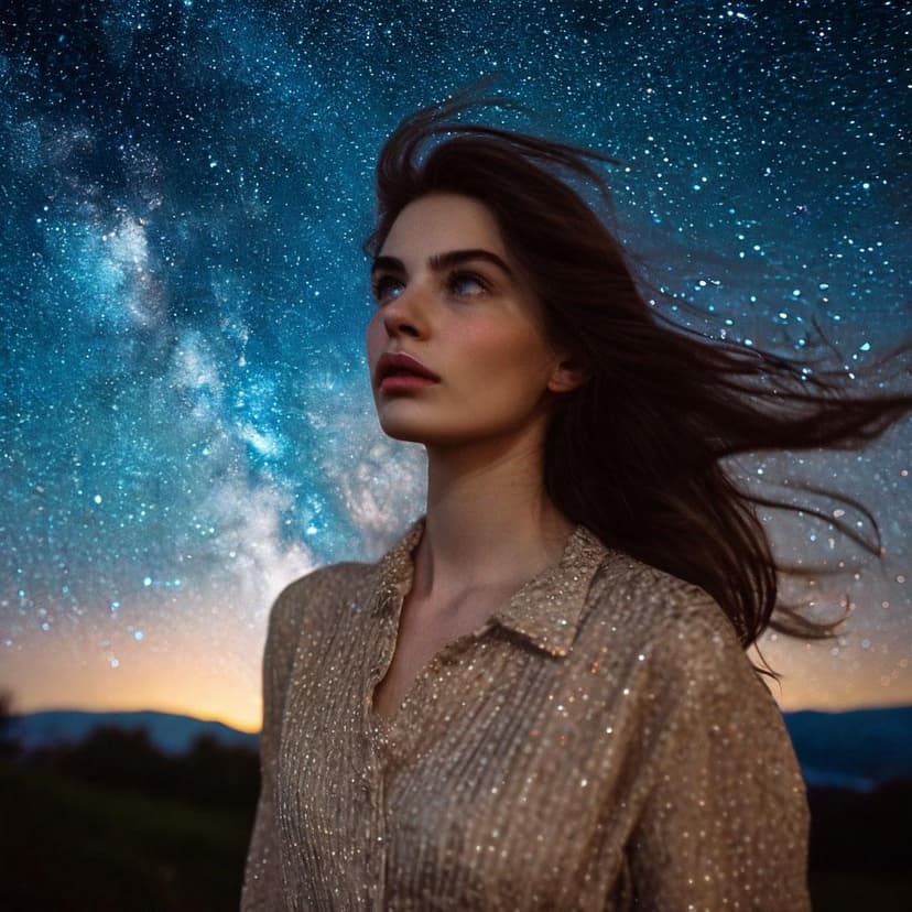 Beneath a star-streaked sky