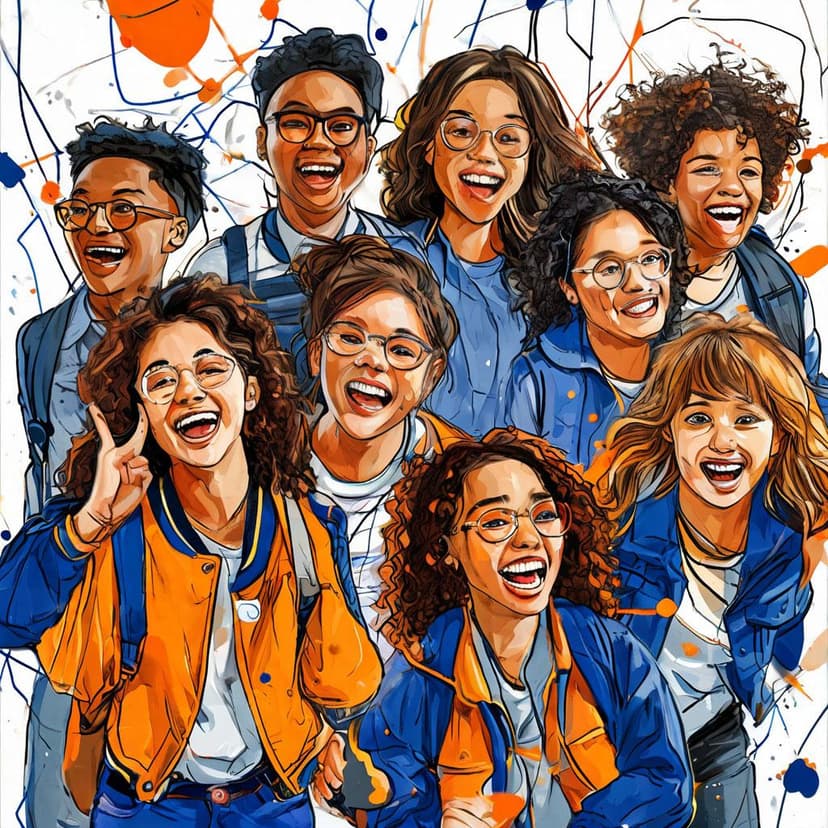 Diverse students in joyful poses