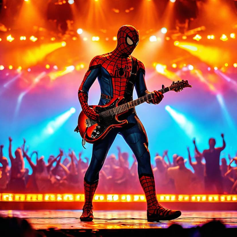 Spider-Man strides across the stage