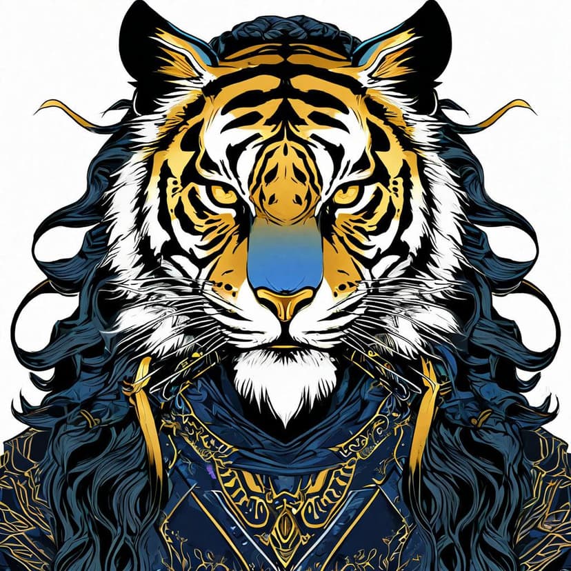 A sleek midnight and gold tiger oni
