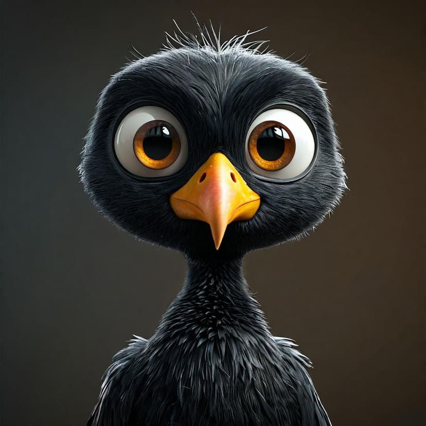 A comical black bird named Asrole