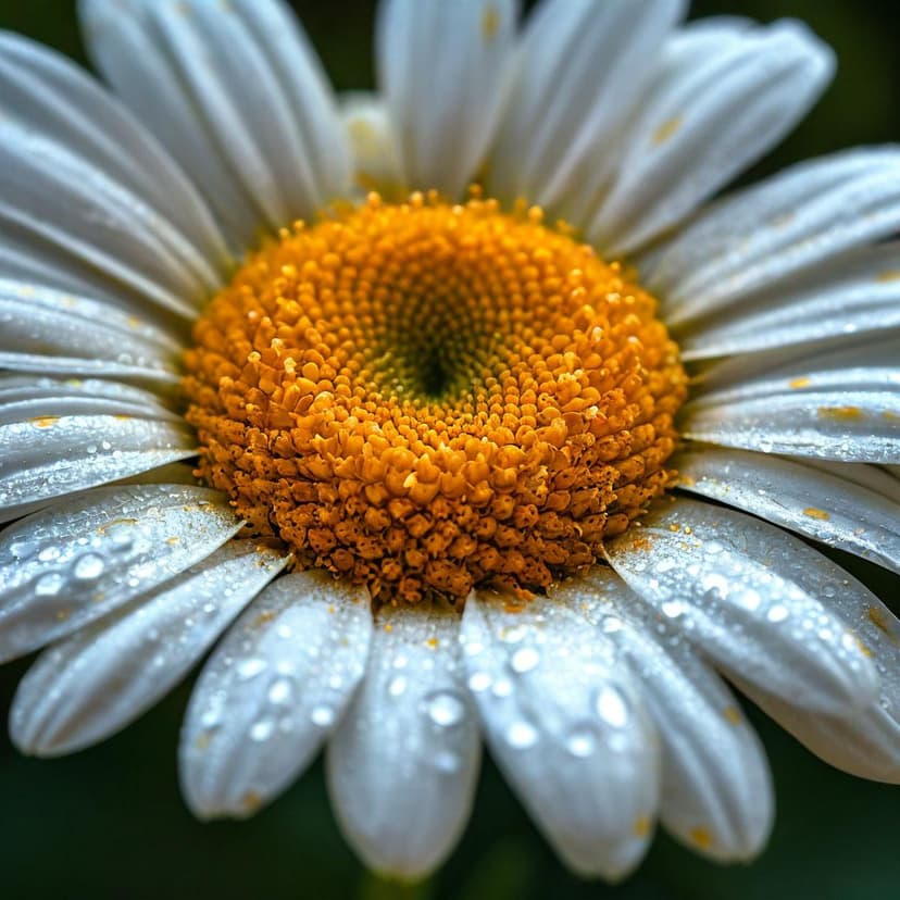 A daisy’s delicate petals in a close-up view