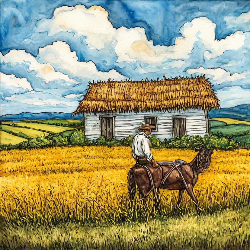 Swift ink strokes capture a diligent farmer