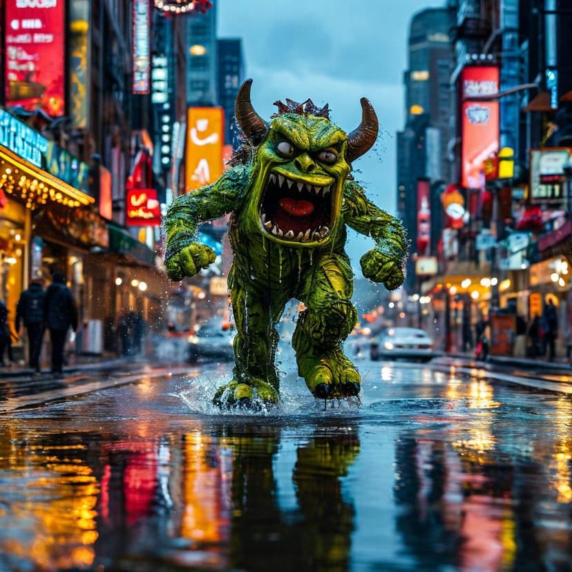 A rain-slicked street gleams