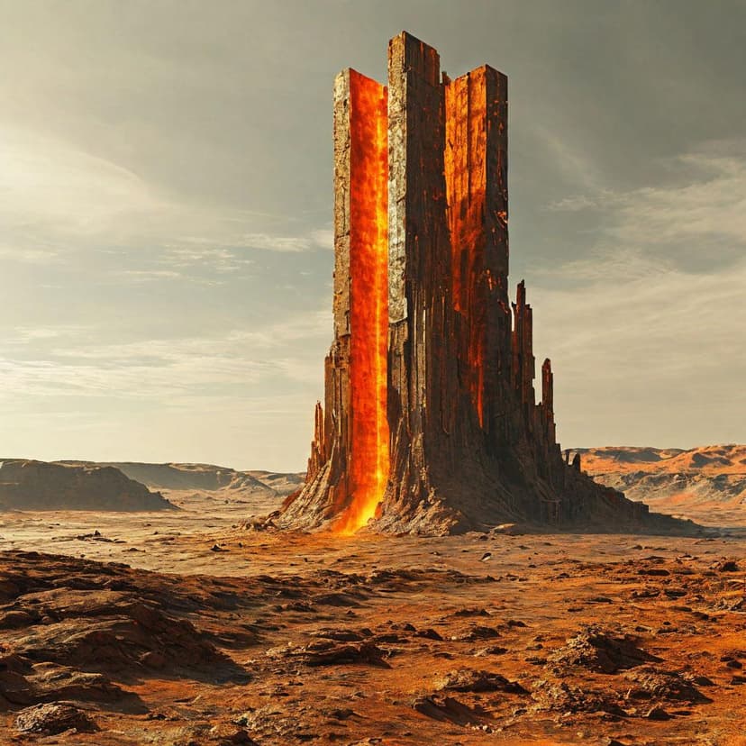 A monolithic brutalist spire