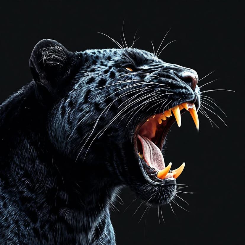 A sleek panther yawns in minimalist typography