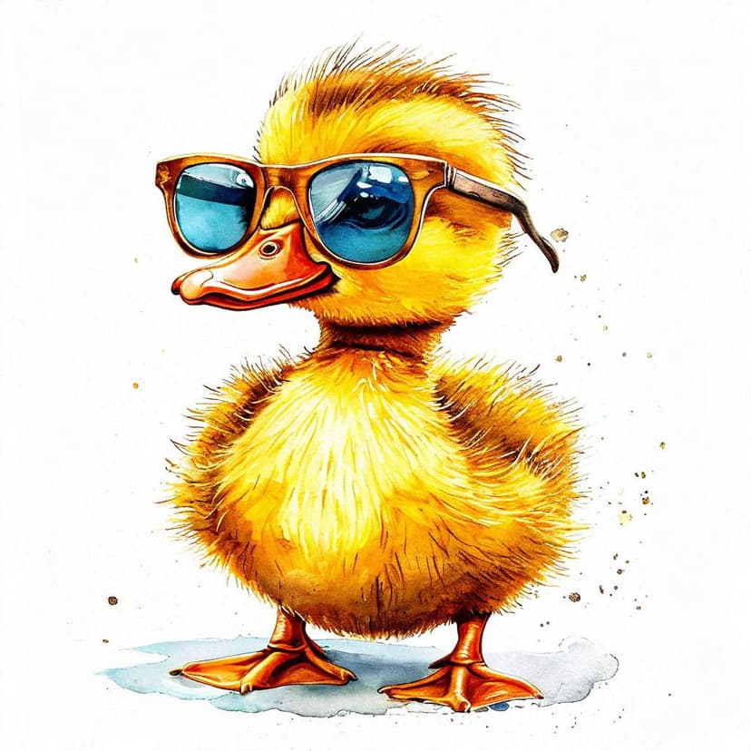 A cute duckling in sunglasses