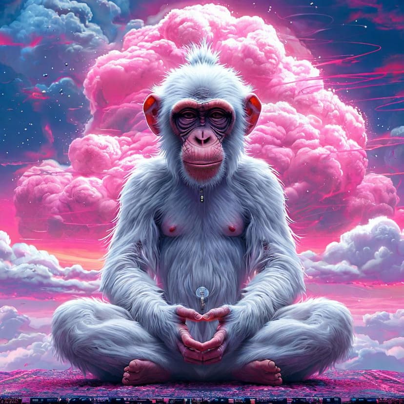 A 1080p white cyberpunk monkey
