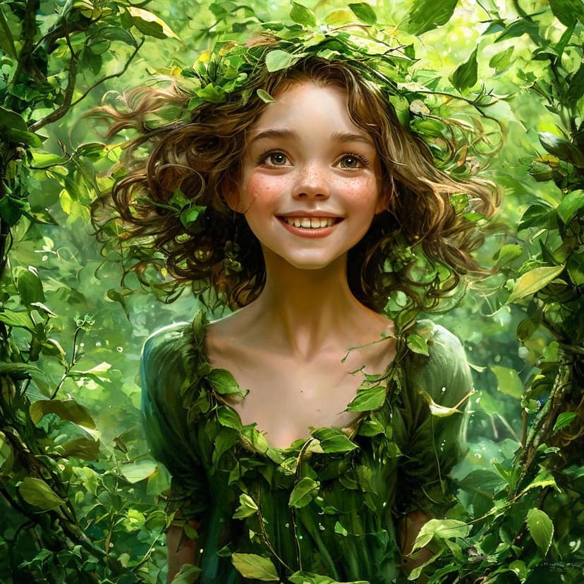 A wild child of leaves