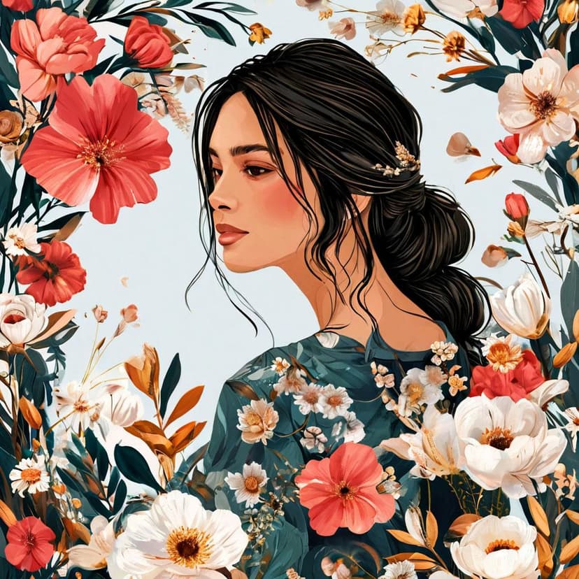 A sophisticated Mother’s Day design featuring abstract florals and a modern silhouette in a luxury color palette