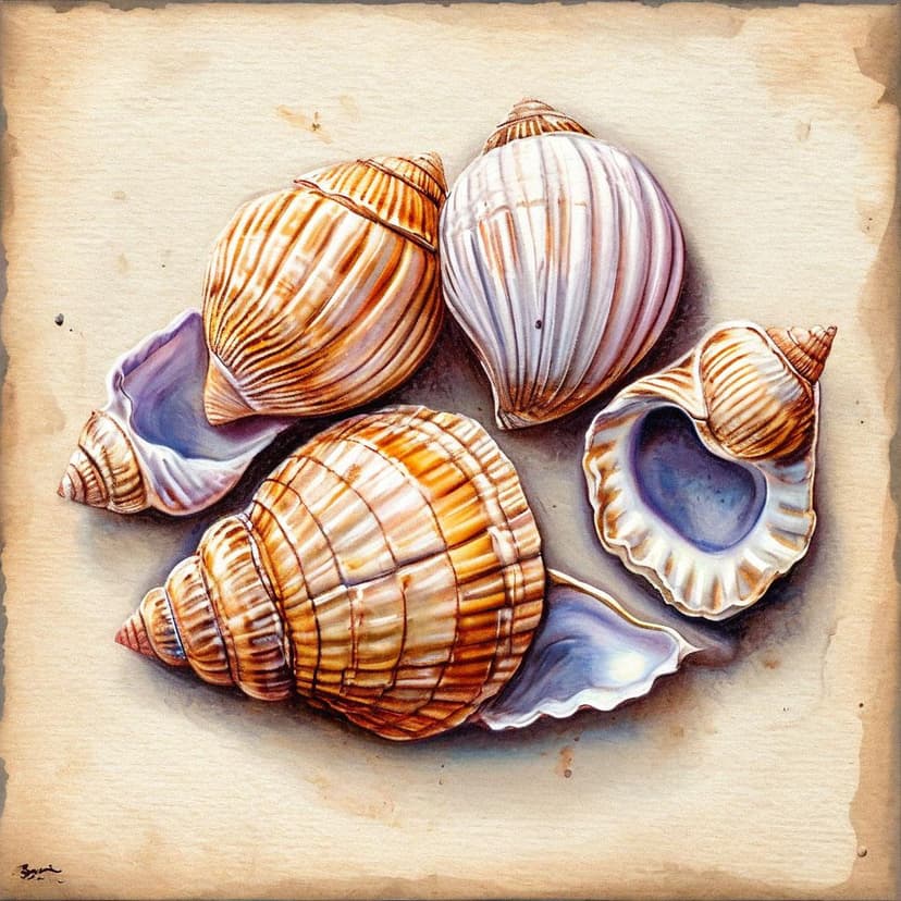 Soft pastel seashells