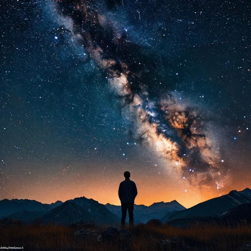 Stargazers beneath a streaked and grainy sky