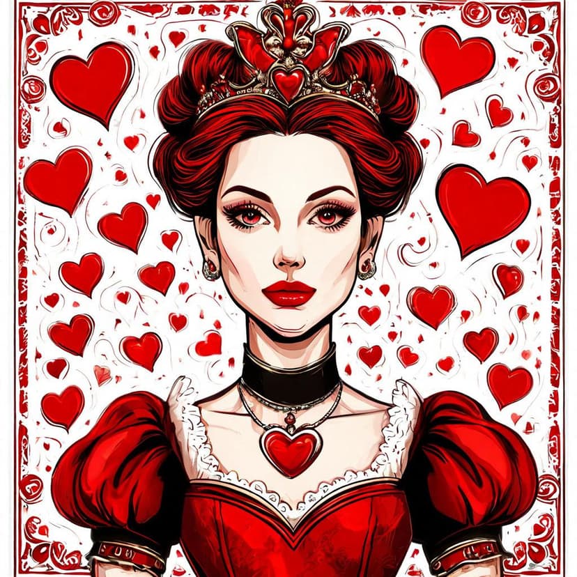 The Queen of Hearts strides