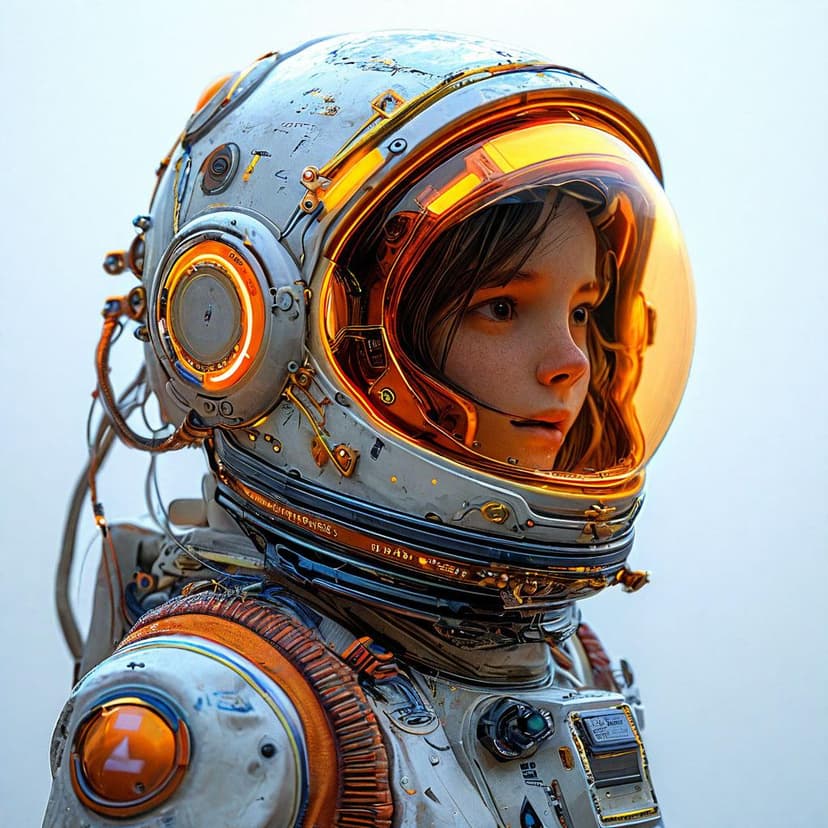 A cyberpunk astronaut girl