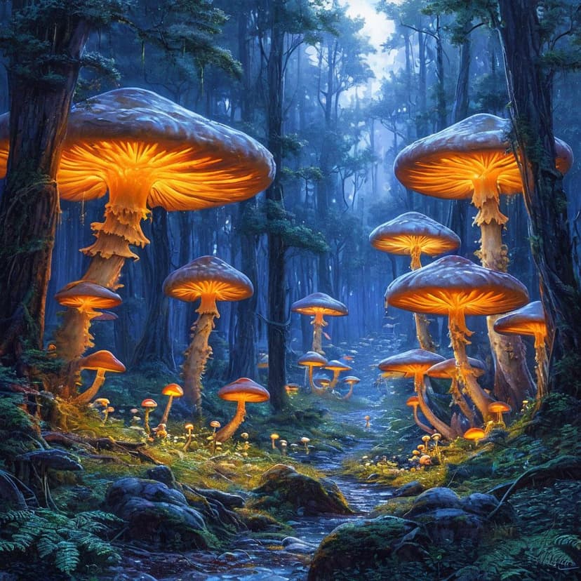 A forest of colossal mushrooms