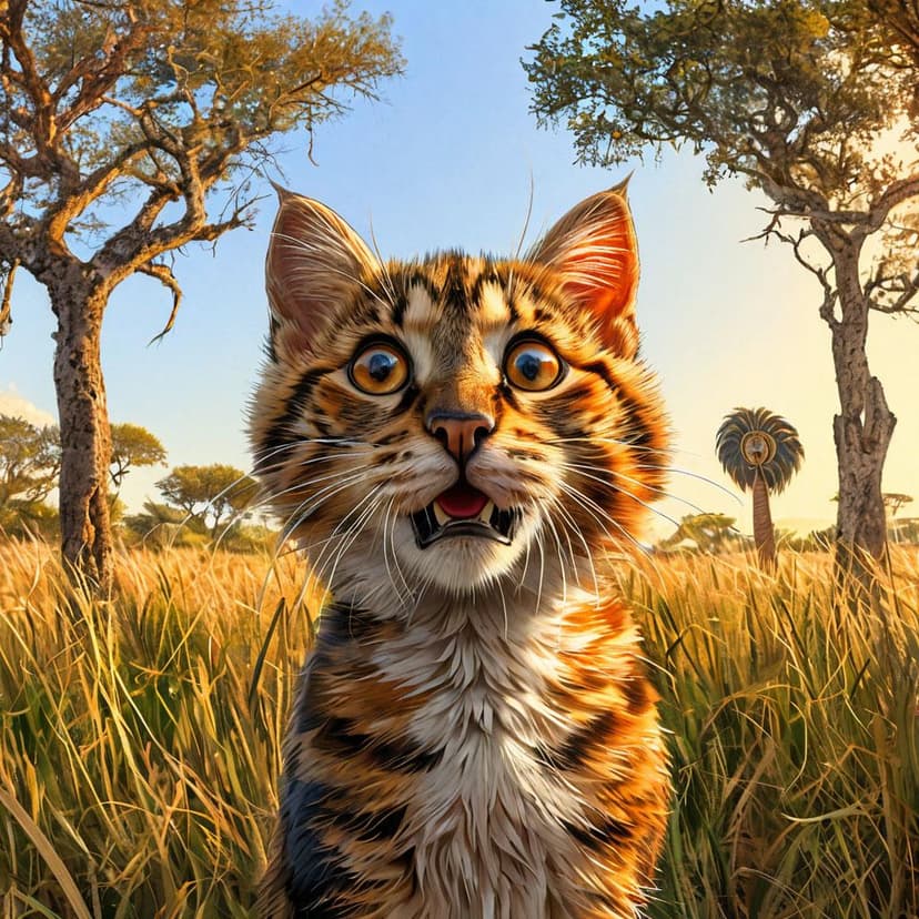 A calico cat takes a shocked selfie