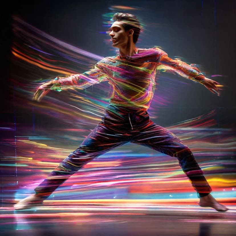 A male dancer moves with glitchy fluidity