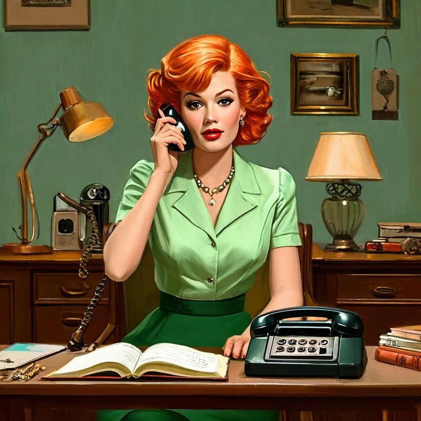 A fiery-haired 1961 office queen