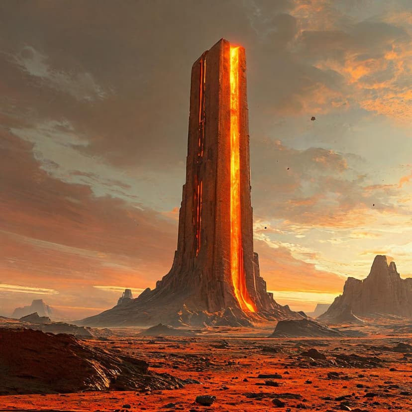 A monolithic brutalist spire