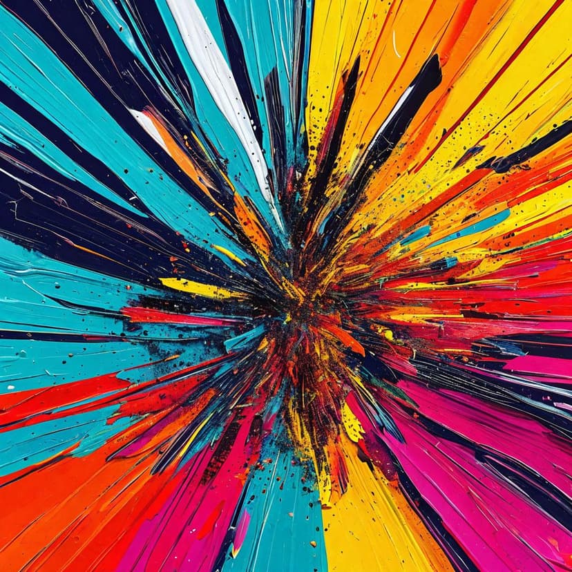 A dynamic burst of abstract color meets bold typography for a sleek