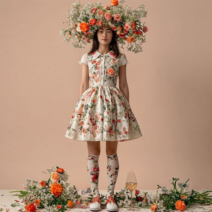 A model stands in socks and shoes