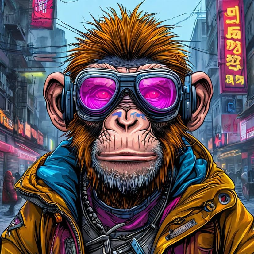 Cyberpunk Monkey GTA Style Illustartion
