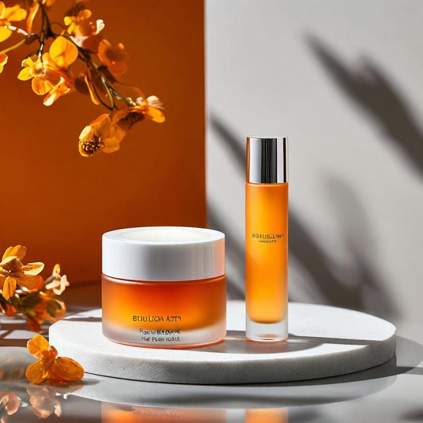 A photorealistic shot of BIOLINE JATO skincare: a frosted glass jar and a slender tube