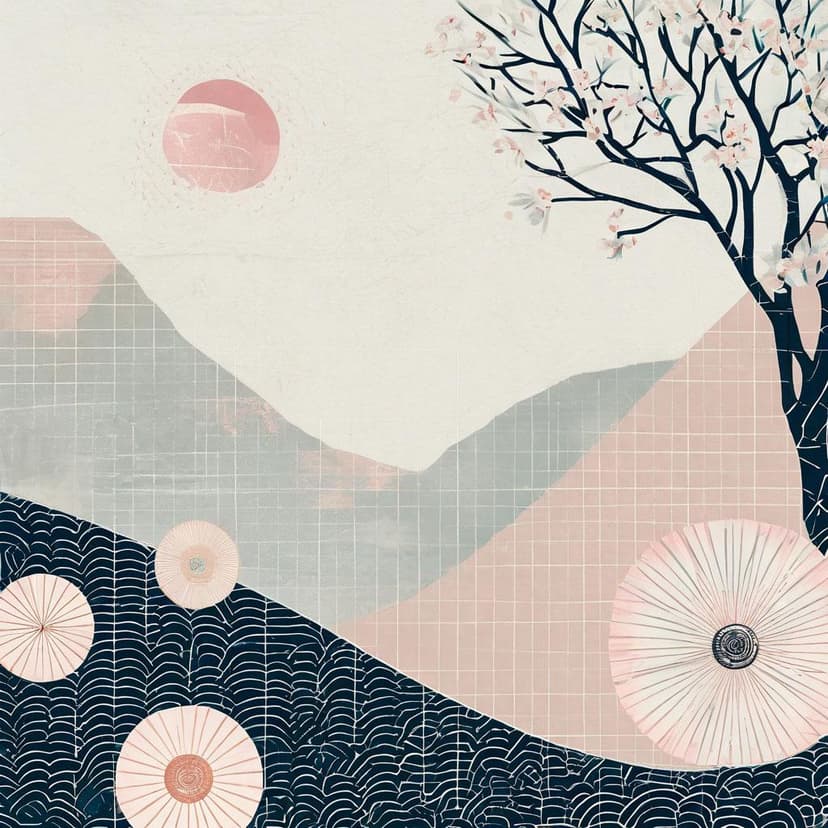 A minimalist Japanese-inspired vector design featuring soft geometric patterns