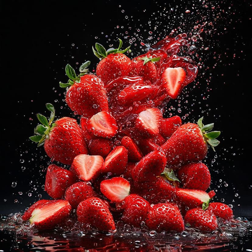 A glossy tornado of fresh strawberries